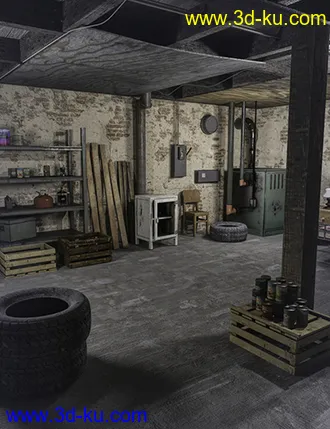 3D打印模型FG Dusty Basement With Poses For Genesis 8 Female(s)的图片