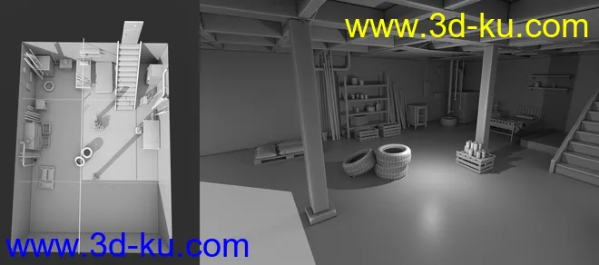 FG Dusty Basement With Poses For Genesis 8 Female(s)模型的图片3