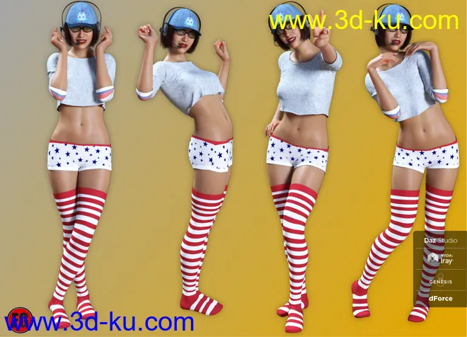 FG Gamer Jammies Outfit for Genesis 8 Female(s)模型的图片2