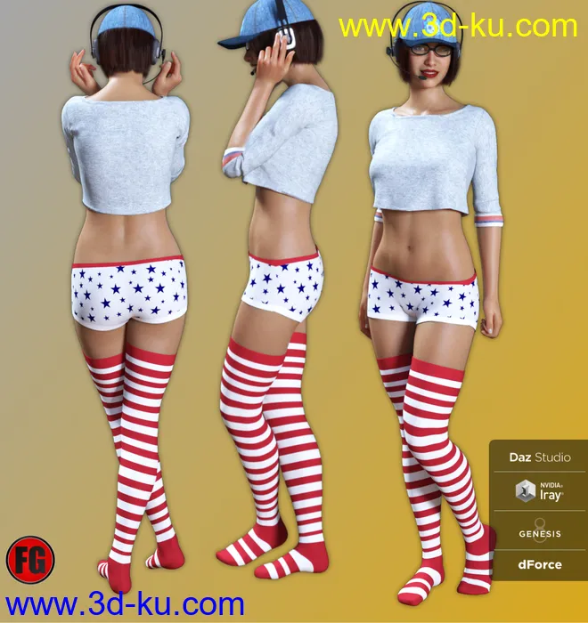 FG Gamer Jammies Outfit for Genesis 8 Female(s)模型的图片3
