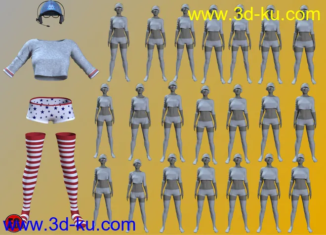 FG Gamer Jammies Outfit for Genesis 8 Female(s)模型的图片4