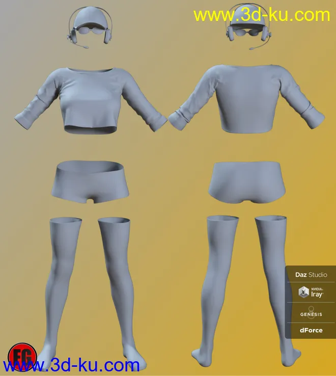 FG Gamer Jammies Outfit for Genesis 8 Female(s)模型的图片6