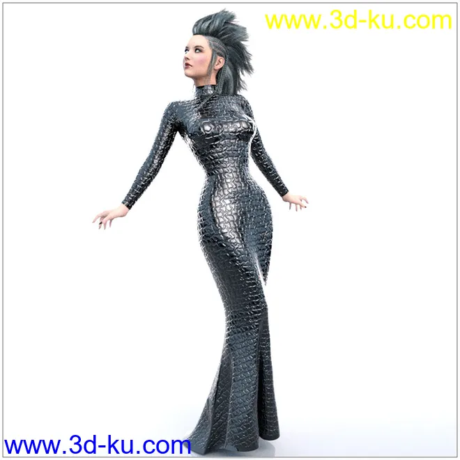 Fishtail Dress G3F模型的图片1