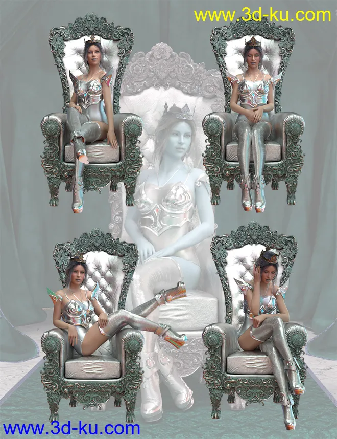 For A Queen Poses for Genesis 8 Female模型的图片3