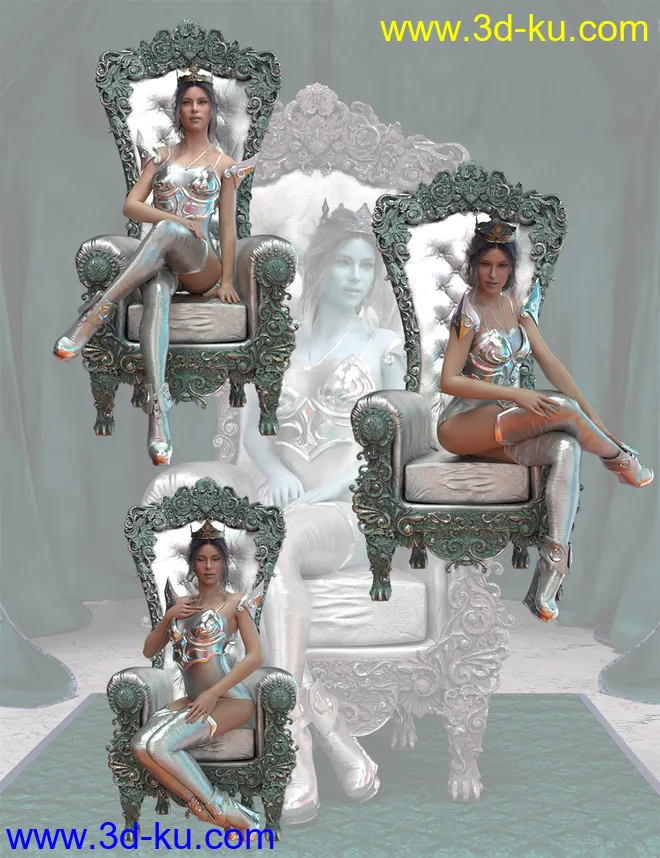 For A Queen Poses for Genesis 8 Female模型的图片4