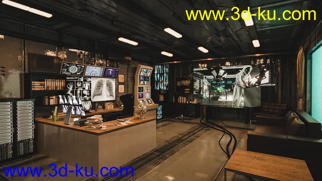 Futuristic Rustic Office模型的图片2