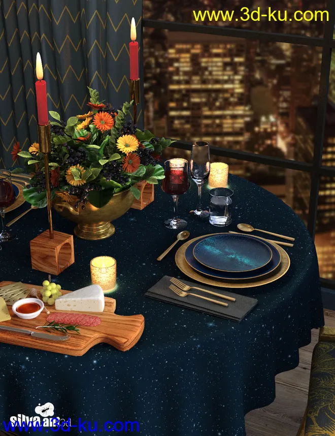 Gilded Night Table Set模型的图片1