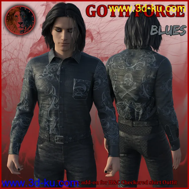 Goth Force blues for H and C Checkered Shirt Outfit for G8M模型的图片1
