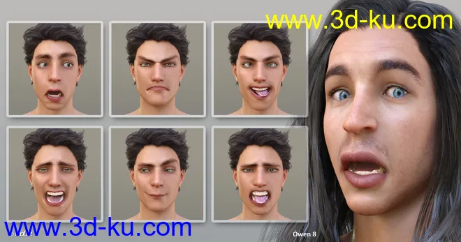Grimaces - Dialable & One-Click Expressions for Genesis 8 Male模型的图片1