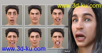 3D打印模型Grimaces - Dialable & One-Click Expressions for Genesis 8 Male的图片