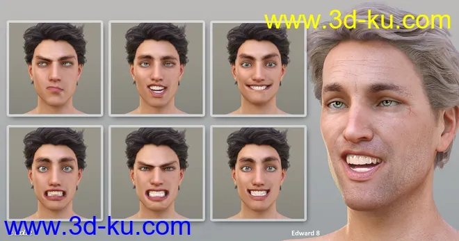 Grimaces - Dialable & One-Click Expressions for Genesis 8 Male模型的图片3