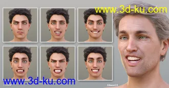 3D打印模型Grimaces - Dialable & One-Click Expressions for Genesis 8 Male的图片
