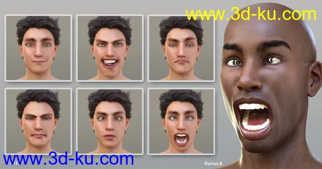 Grimaces - Dialable & One-Click Expressions for Genesis 8 Male模型的图片4