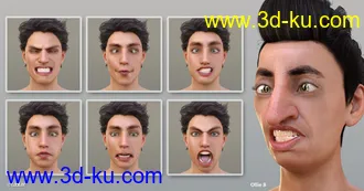 3D打印模型Grimaces - Dialable & One-Click Expressions for Genesis 8 Male的图片