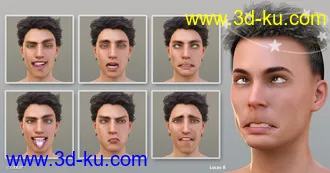 3D打印模型Grimaces - Dialable & One-Click Expressions for Genesis 8 Male的图片