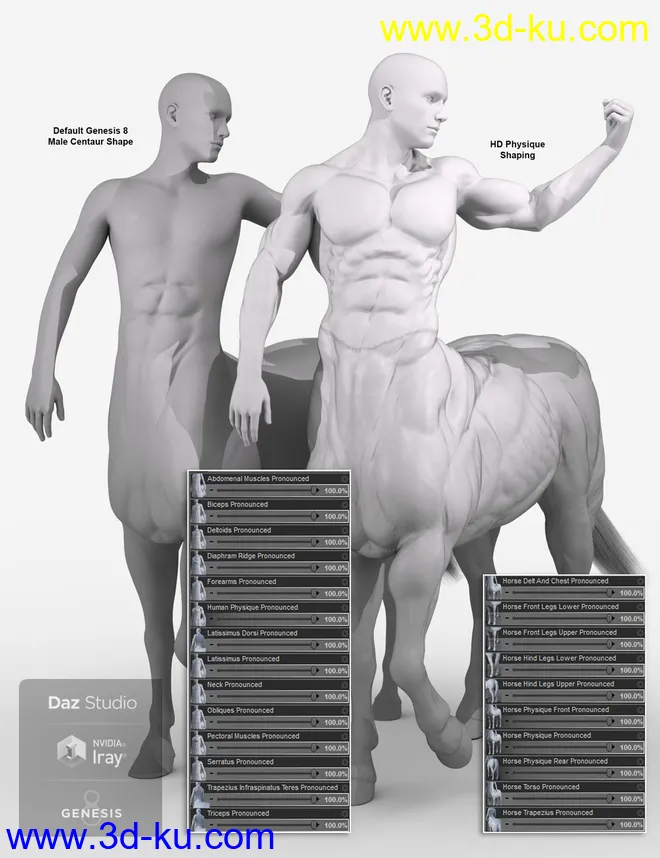 HD Physique Shaping for Genesis 8 Male Centaur模型的图片2