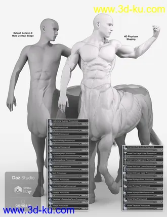 3D打印模型HD Physique Shaping for Genesis 8 Male Centaur的图片
