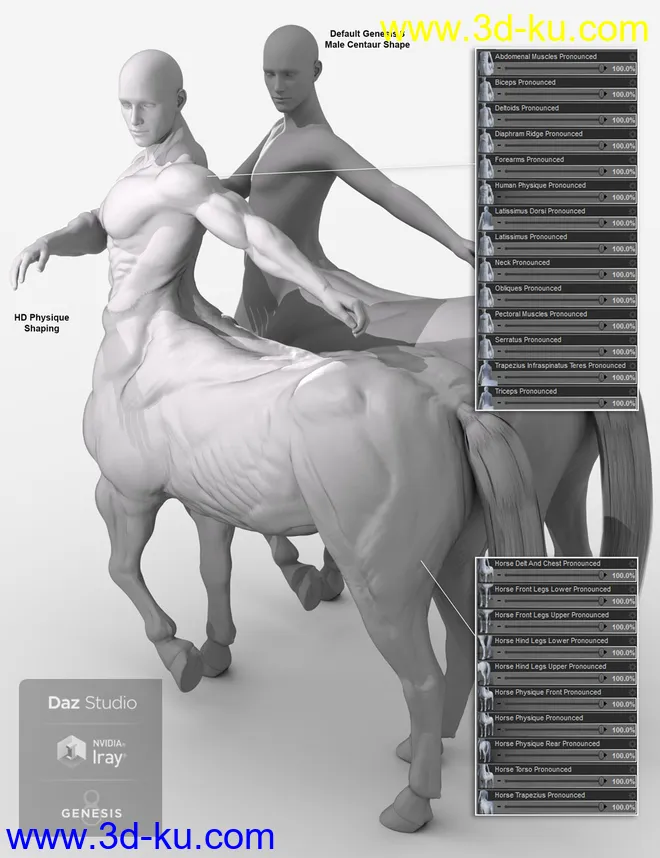 HD Physique Shaping for Genesis 8 Male Centaur模型的图片3