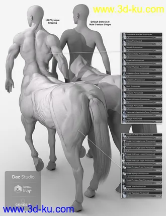 3D打印模型HD Physique Shaping for Genesis 8 Male Centaur的图片
