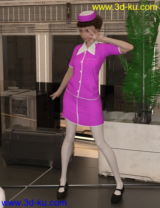 Hostess Uniform for Genesis 8 Female(s)模型的图片4