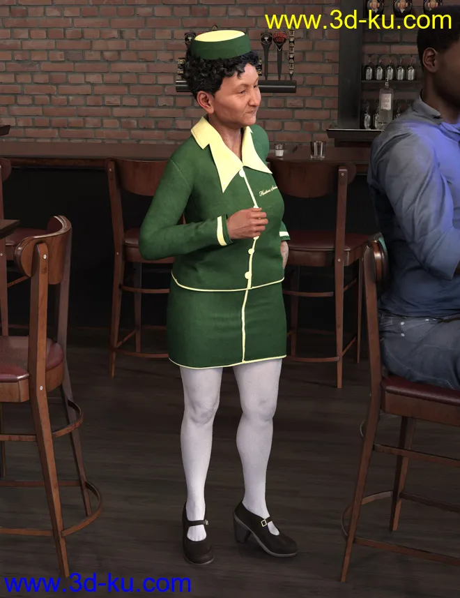 Hostess Uniform for Genesis 8 Female(s)模型的图片5