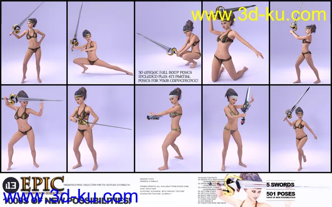 i13 Epic Pose Collection with Swords模型的图片5