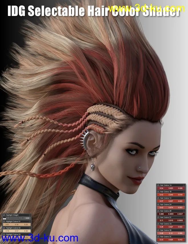 IDG Iray Selectable Hair Color Shader (Update)模型的图片1