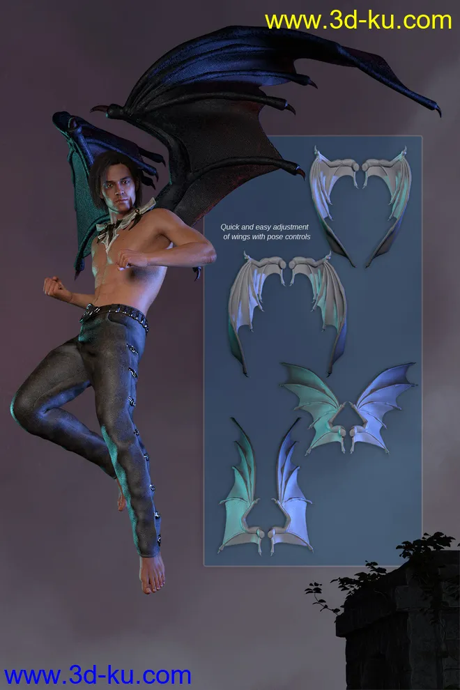 Infernal Wings for Genesis 8 Male(s) and Genesis 8 Female(s)模型的图片3