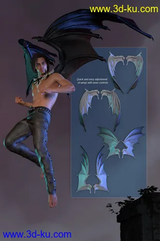 3D打印模型Infernal Wings for Genesis 8 Male(s) and Genesis 8 Female(s)的图片