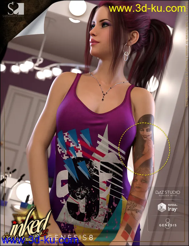 Inked Vol.22 - Just Portraits for Genesis 8 Female(s)模型的图片7