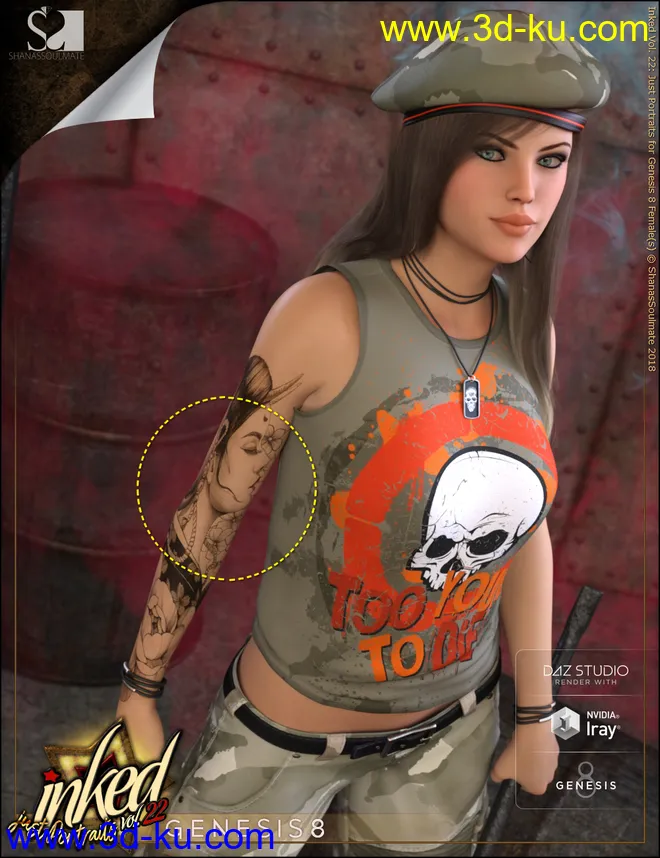 Inked Vol.22 - Just Portraits for Genesis 8 Female(s)模型的图片11