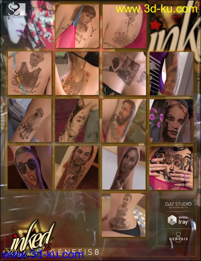 Inked Vol.22 - Just Portraits for Genesis 8 Female(s)模型的图片13
