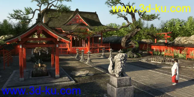 Japanese Shinto Shrine模型的图片3