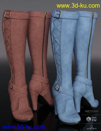 3D打印模型Joey Boots for Genesis 8 Female(s)的图片