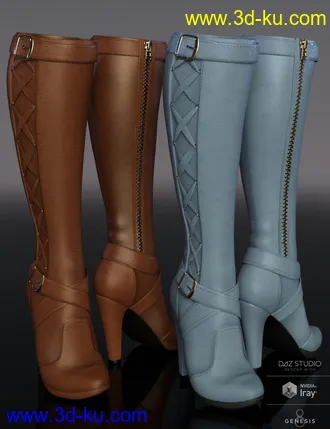 3D打印模型Joey Boots for Genesis 8 Female(s)的图片