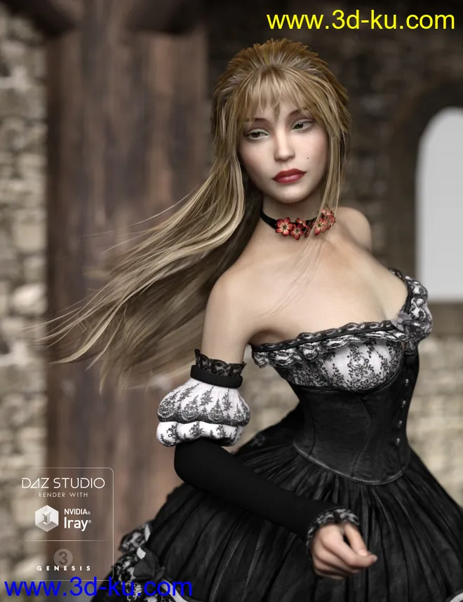 Kanzashi Hair for Genesis 3 Female(s)模型的图片3