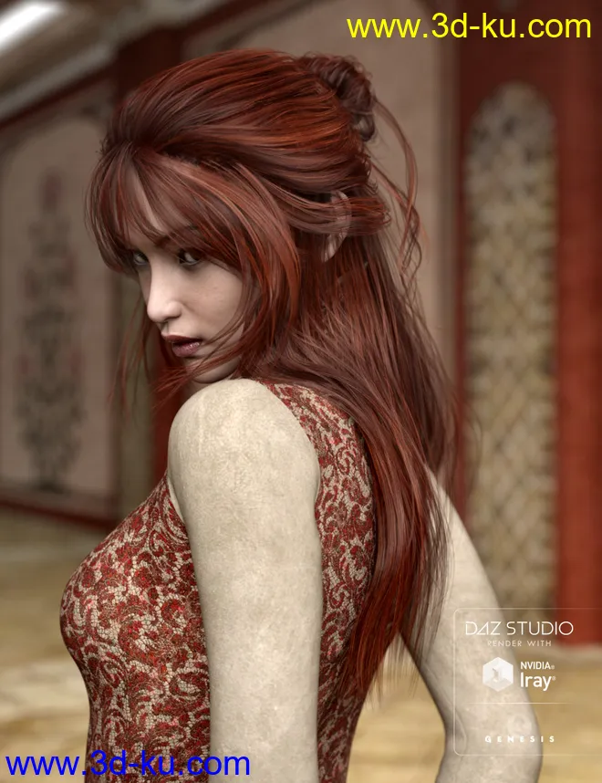 Kanzashi Hair for Genesis 3 Female(s)模型的图片4