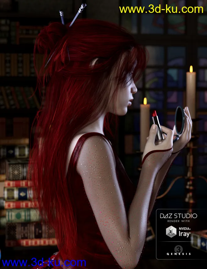 Kanzashi Hair for Genesis 3 Female(s)模型的图片6