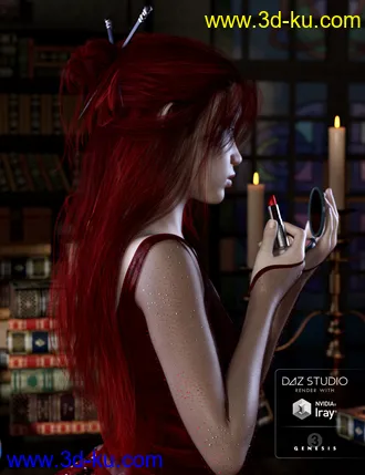 3D打印模型Kanzashi Hair for Genesis 3 Female(s)的图片