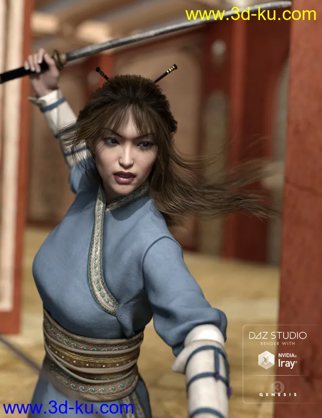 Kanzashi Hair for Genesis 3 Female(s)模型的图片7