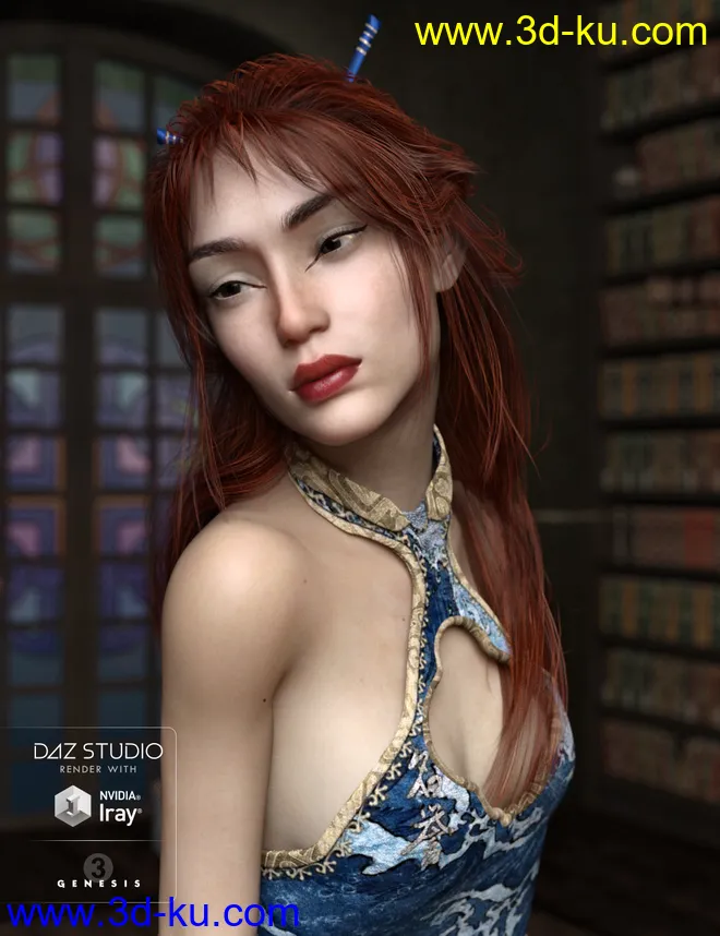 Kanzashi Hair for Genesis 3 Female(s)模型的图片9