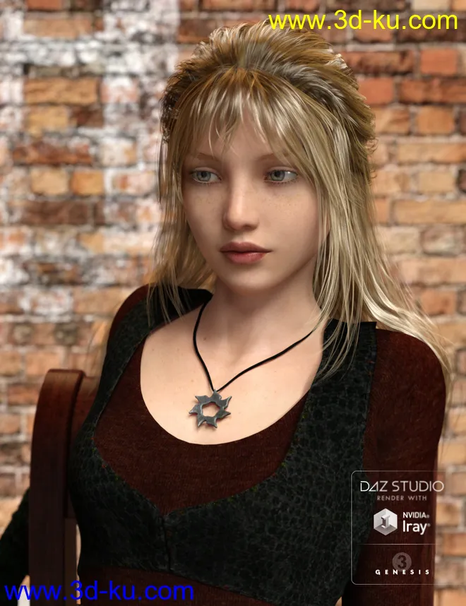 Kanzashi Hair for Genesis 3 Female(s)模型的图片10