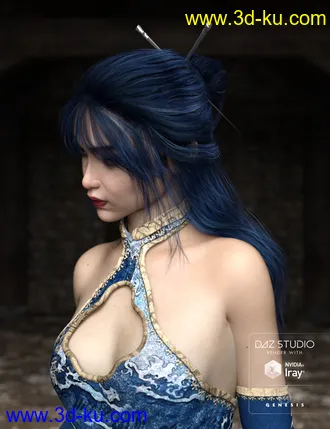 3D打印模型Kanzashi Hair for Genesis 3 Female(s)的图片