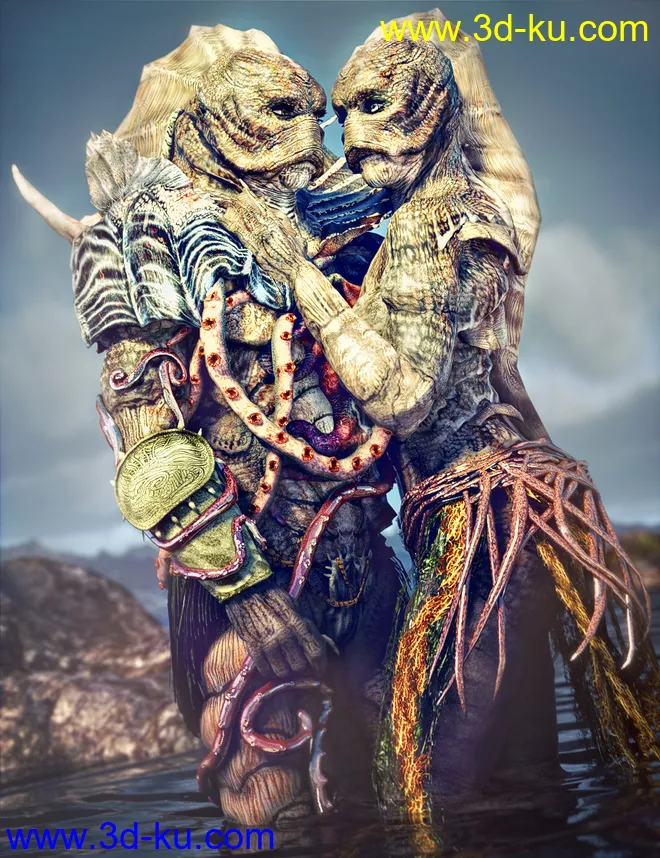 King of the Deep Outfit and Poses for Genesis 3 Male Creech Evolution模型的图片1