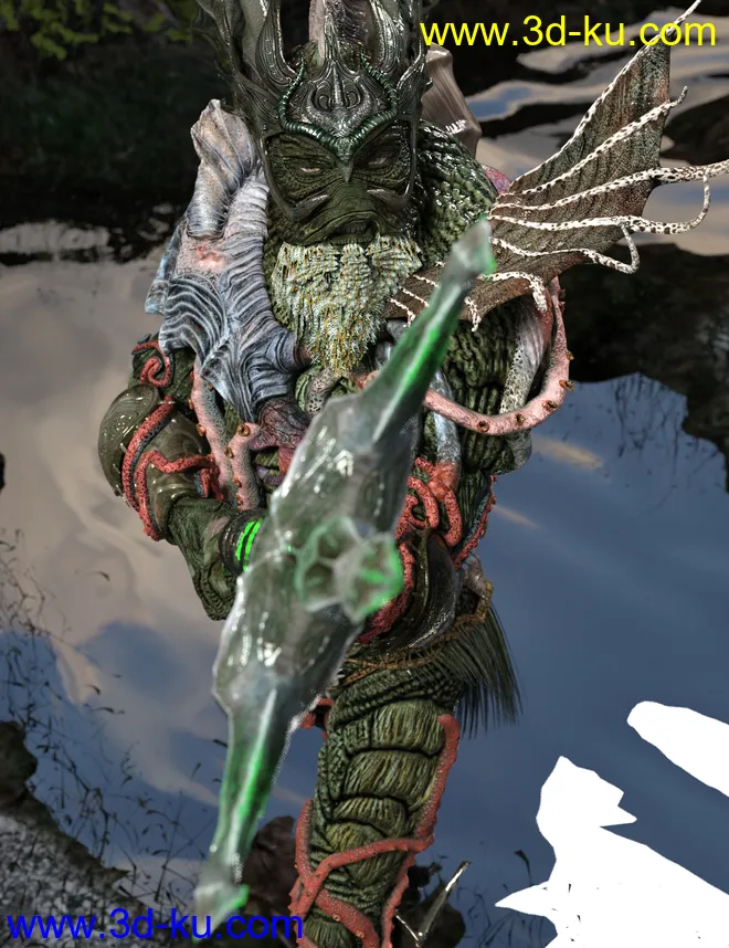 King of the Deep Outfit and Poses for Genesis 3 Male Creech Evolution模型的图片6