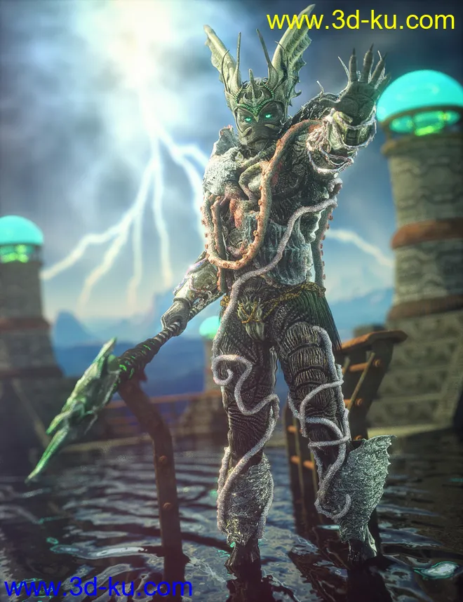 King of the Deep Outfit and Poses for Genesis 3 Male Creech Evolution模型的图片7