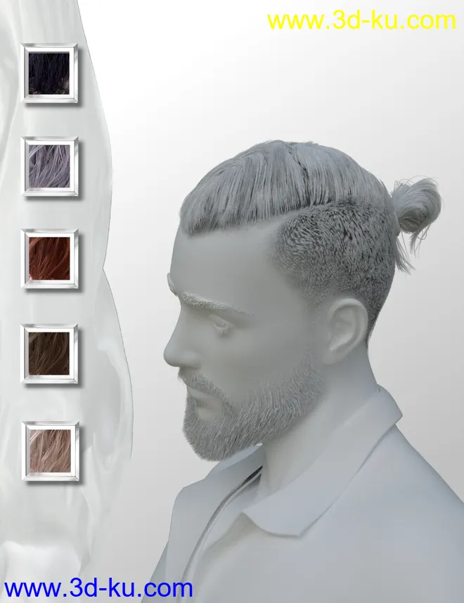 Koryan Top Braid Hair and Beard Set for Genesis 8 Male(s)模型的图片10