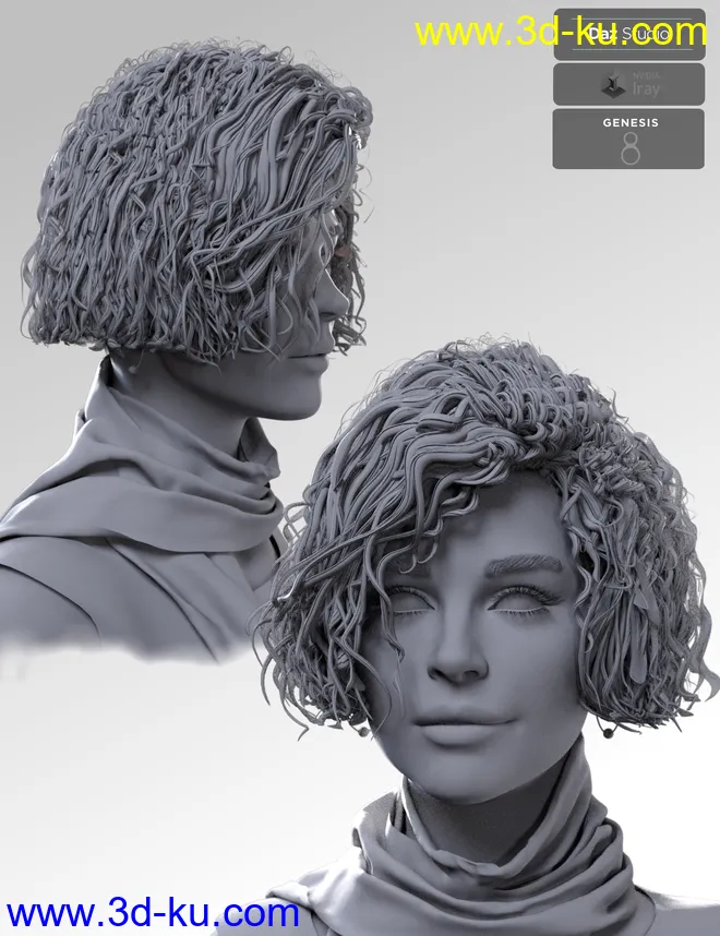 KylieBob Hair for Genesis 8 Female(s)模型的图片9