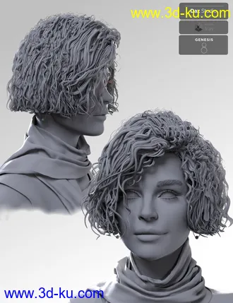 3D打印模型KylieBob Hair for Genesis 8 Female(s)的图片