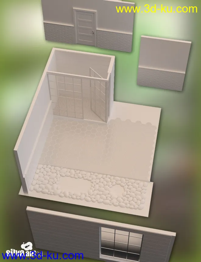 Leafy Bathroom Set and Genesis 8 Female Poses模型的图片9